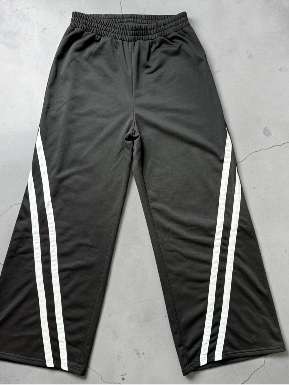 New Never Worn Black Joggers with White Dual Side Stripes Size L